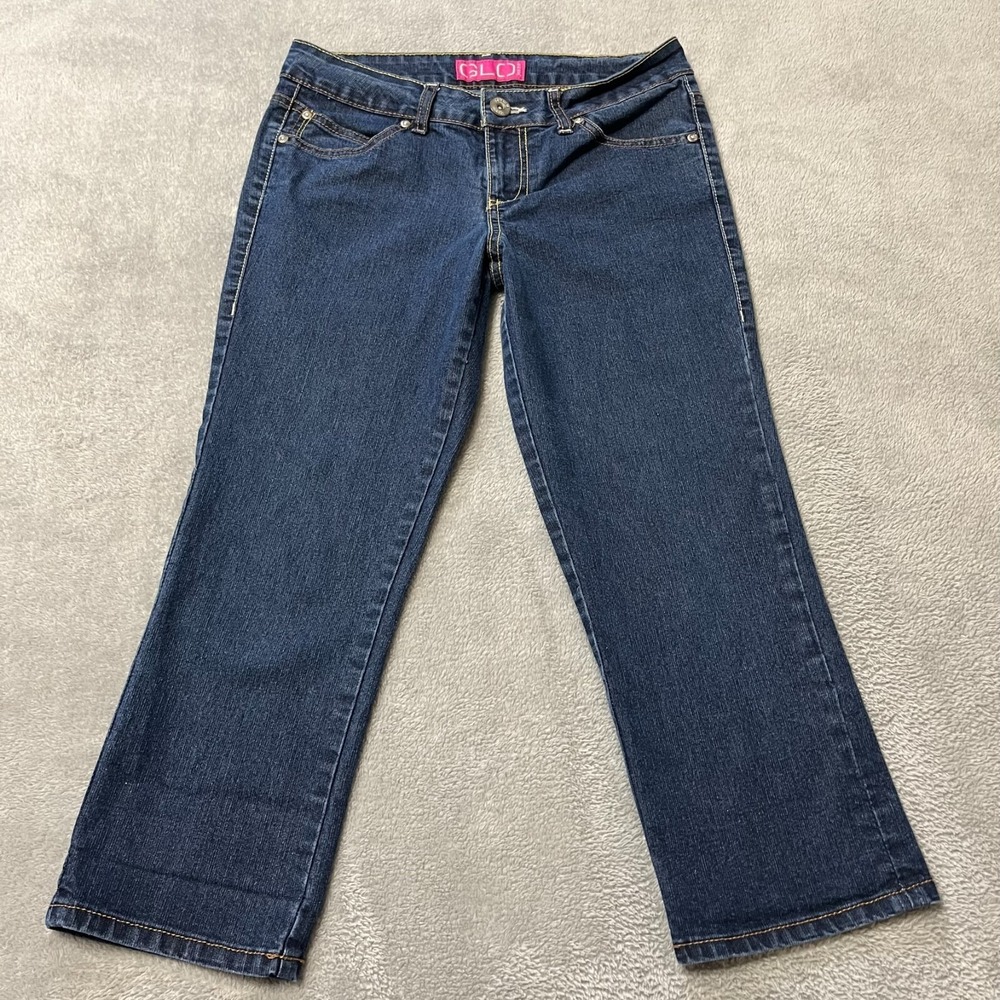 Vintage Glow Jeans Womens 7 Blue Cropped Low Rise Medium Wash Y2K Boho‎ Denim